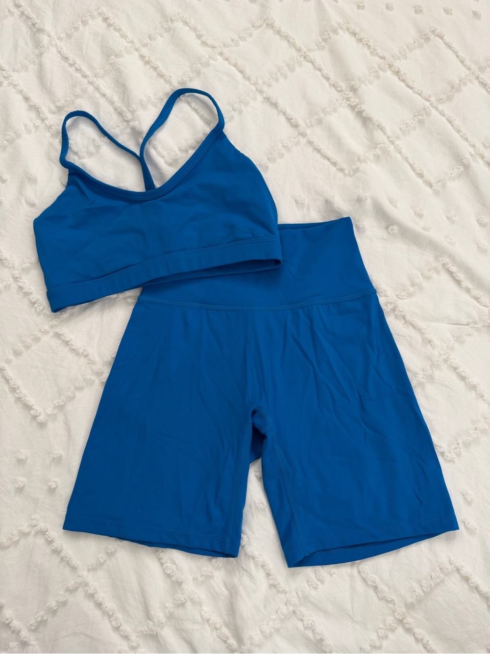 Aoxjox Blue Sports Bra & Biker Shorts Set XS - Picture 2 of 3